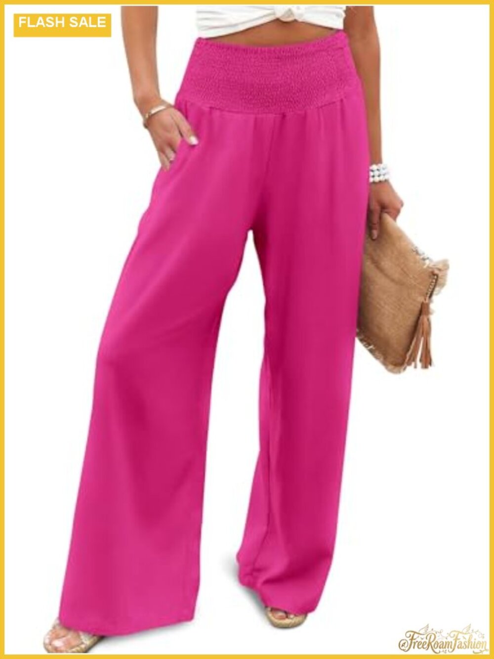 Womens Wide Leg Pants High Waisted Palazzo Pants Flowy Casual Lounge Trousers
